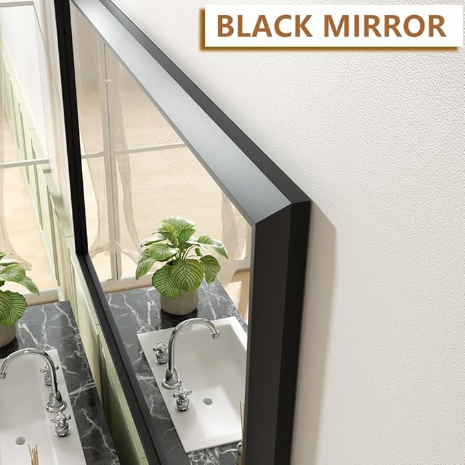 SMIROR Matte Black Bathroom Mirror
