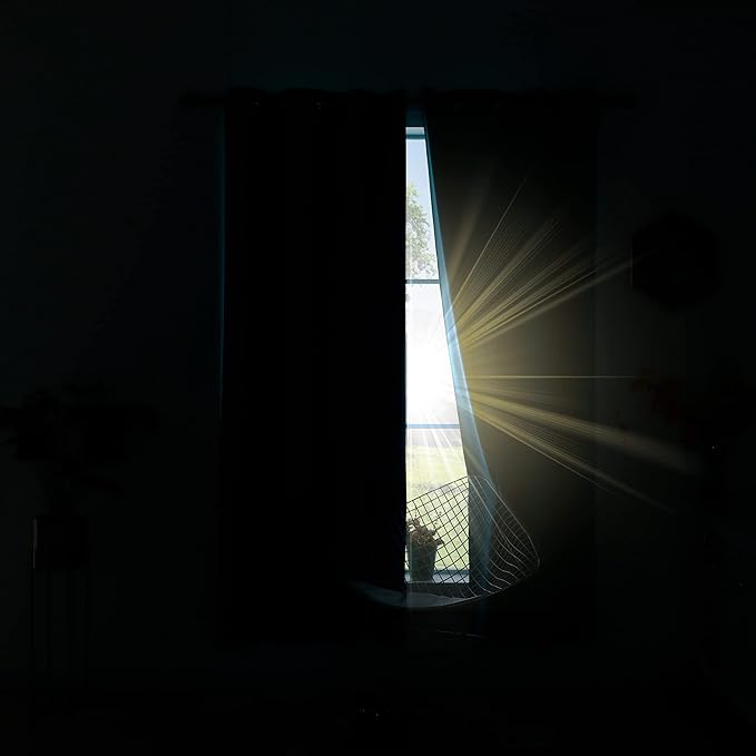 KOUFALL 90 Inch Long Gold Grommet Curtains