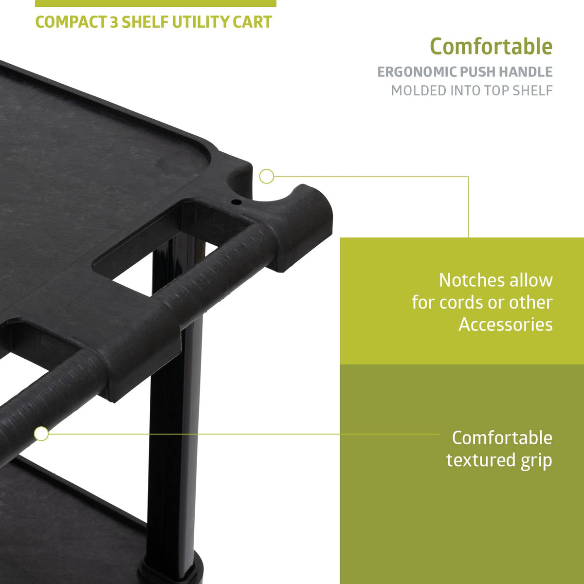 Pearington 3-Tier Compact Multi-Purpose Plastic Utility Cart with Lockable Wh...