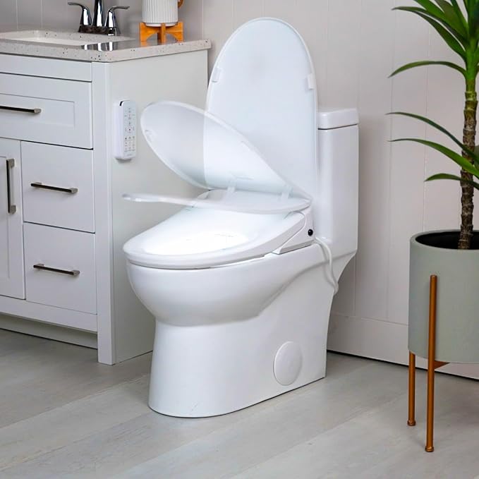 ALPHA BIDET UXA Pearl Auto Bidet Toilet Seat in Elongated White | Endless Warm