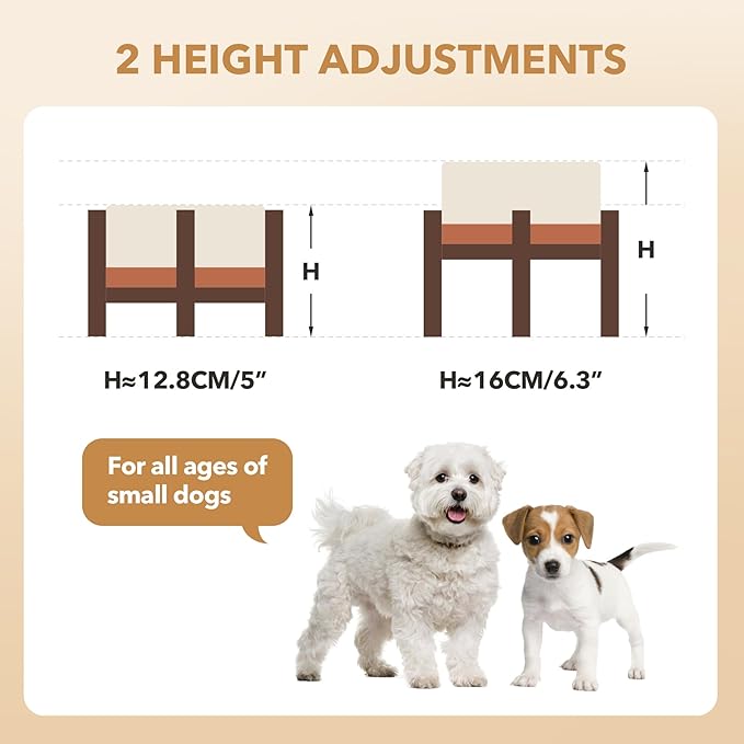 Ceramic 6.1inch Raised Double Dog Bowls Set