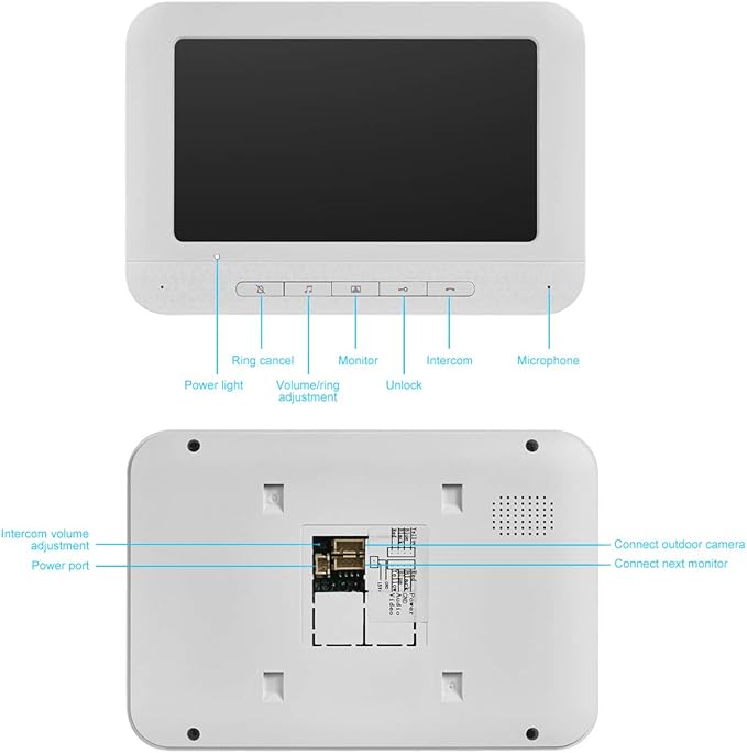 AMOCAM Video Intercom System, 7 Inche Monitor Wired Video Door Doorbell Kit