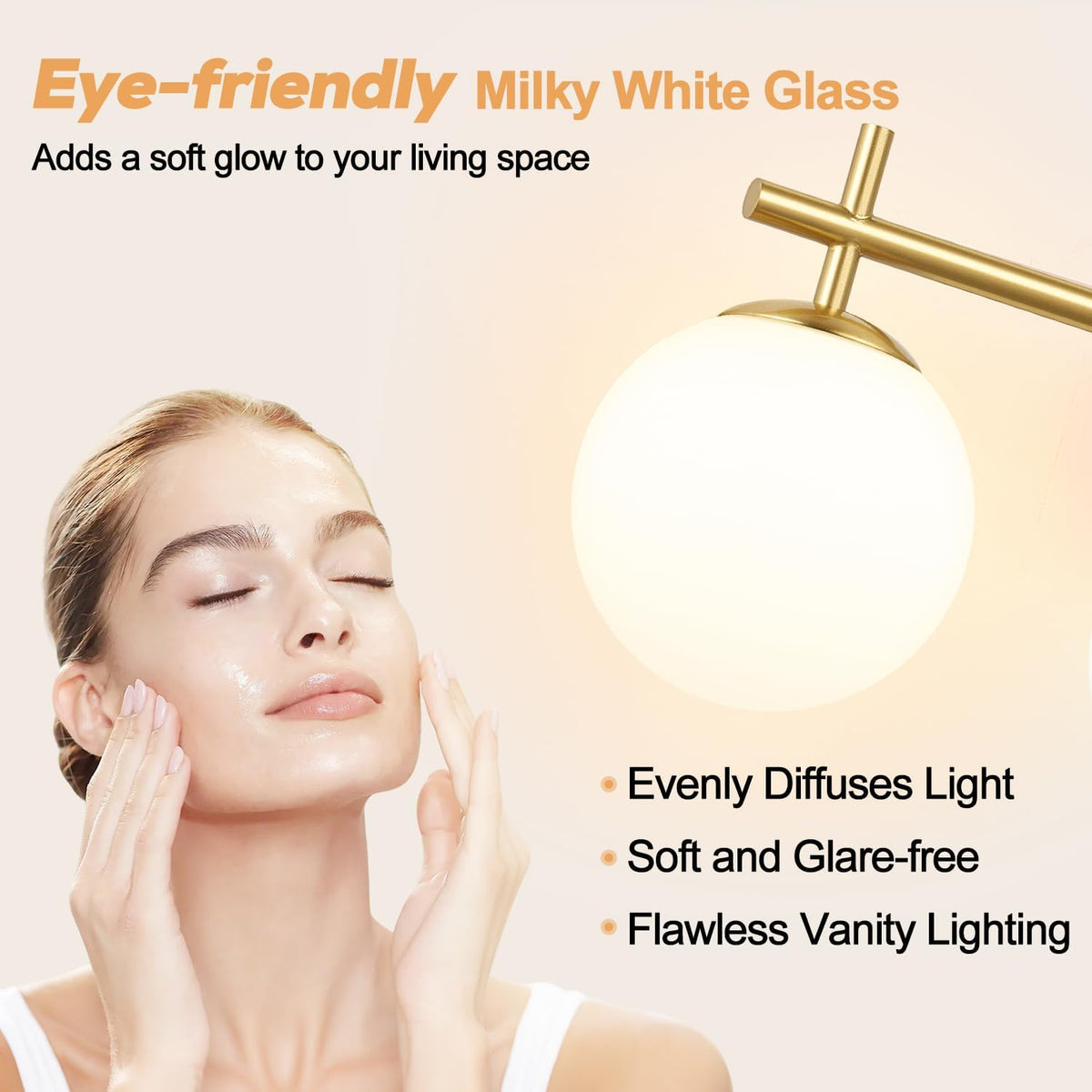 3-Light Bathroom Light Fixtures, Brushed Gold Vanity Lights for Bathroom with...