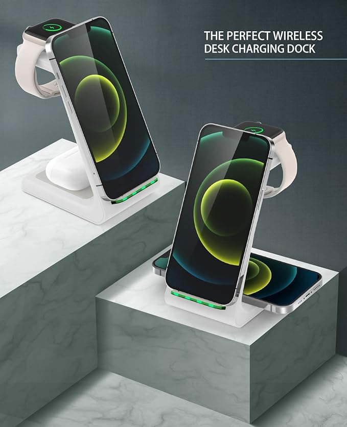 3 in 1 Wireless Charging Station, 2026 Upgraded Fast Desk Charger Station