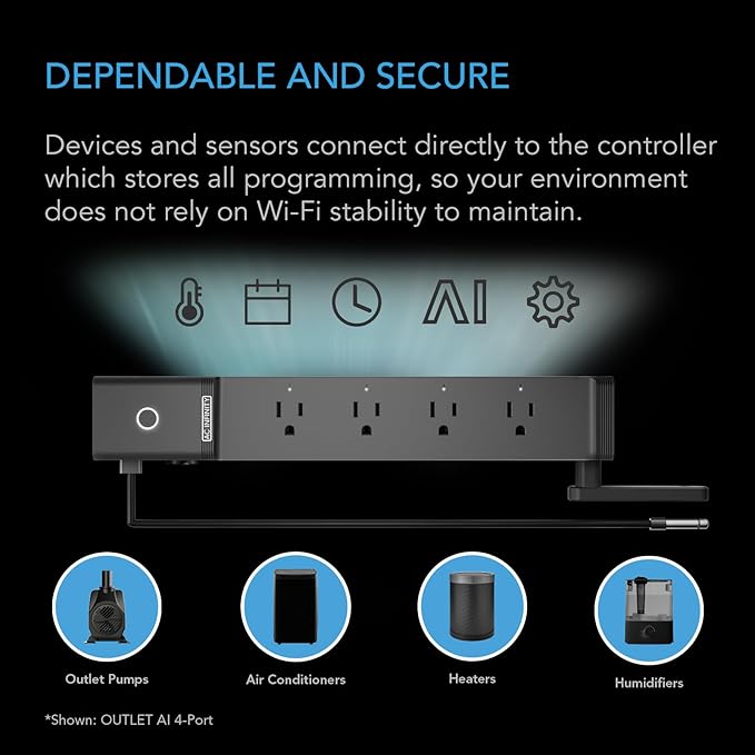 AC Infinity Outlet AI, Environment Controller, Smart WiFi Power Strip,