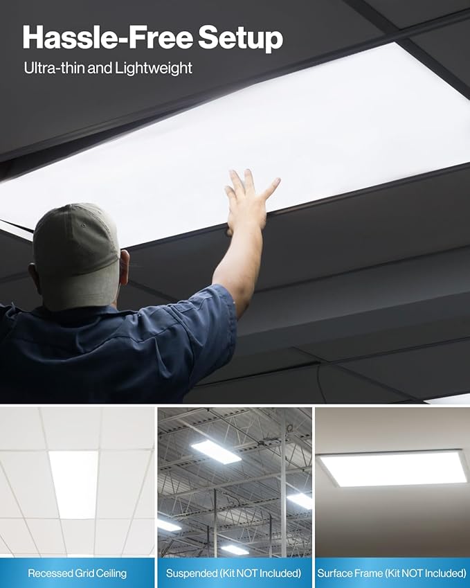Sunco 2x4 LED Flat Panel Light Drop Ceiling Office Fixture, 7700 LM, Selectab...