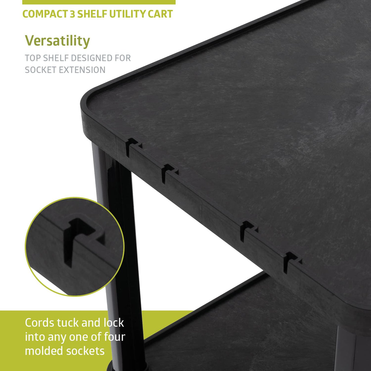 Pearington 3-Tier Compact Multi-Purpose Plastic Utility Cart with Lockable Wh...