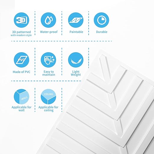 Art3d 12-Pack Drop Ceiling Tiles 2x2 FT, PVC 3D Textured Panels