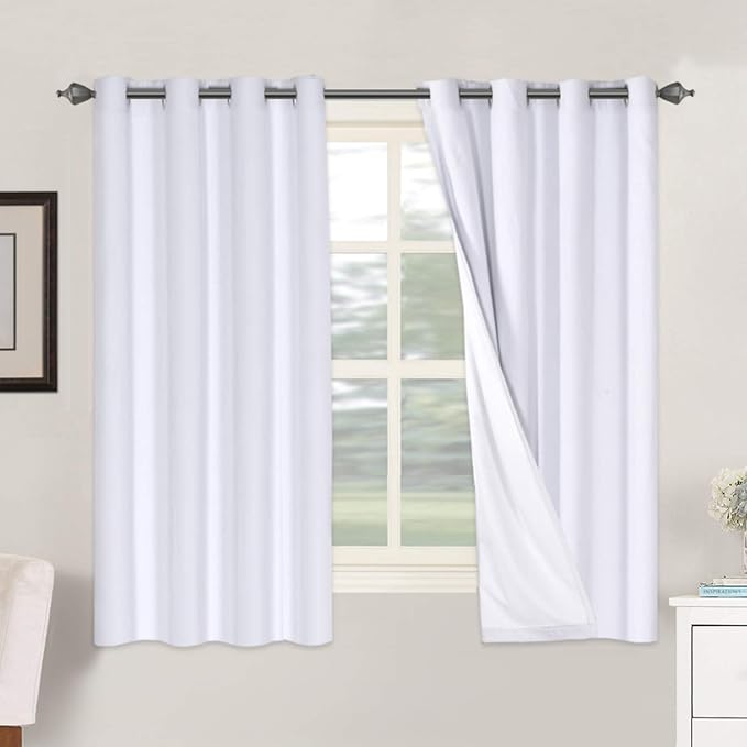 H.VERSAILTEX Linen Blackout Curtains 63 Inches Long 100% Blackout Thermal