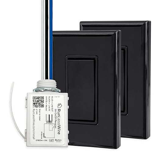 RunLessWire 3-Way Battery-Free DIY Wireless Light Switch Kit 150ft RF Range