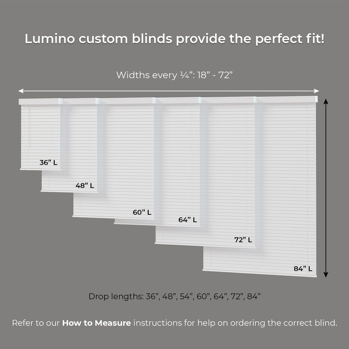 Lumino 2" Faux Wood Blinds - Smooth Slat, 36" W x 60" L White ...