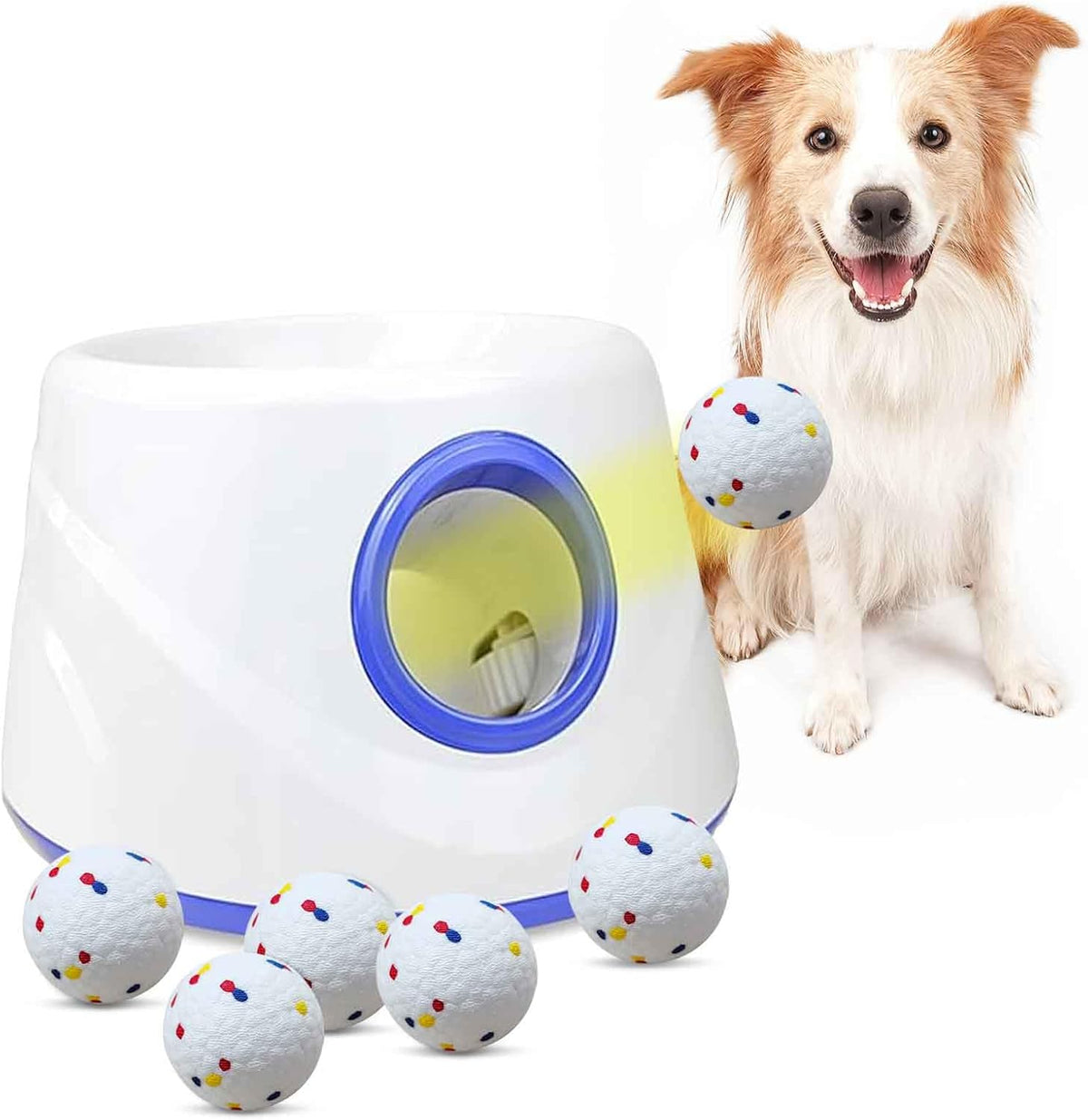 Automatic Dog Ball Launcher, with 6 2.3" ETPU Balls, for Small/Medium Dogs