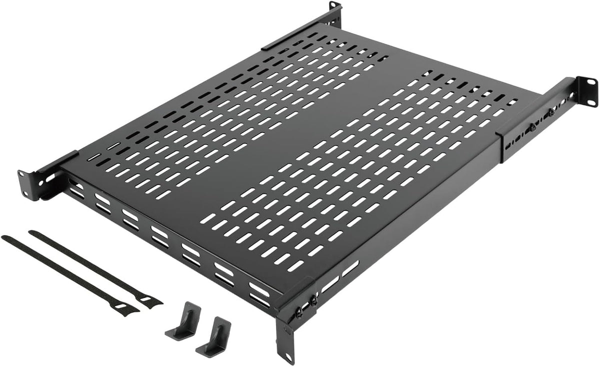 Tecmojo 1U 4-Post Vented Server Rack Mount Shelf,27.6in Deep with Adjustable ...