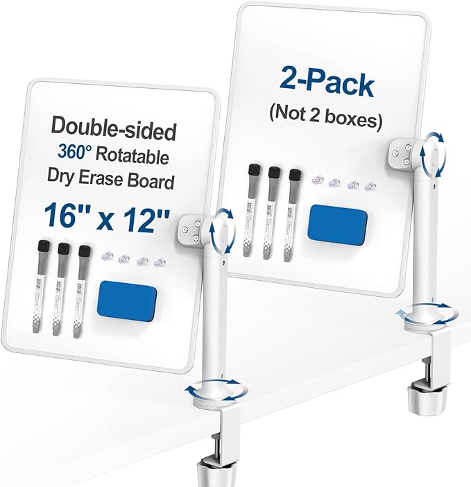 Double-Sided Desk Whiteboard (2-Pack)