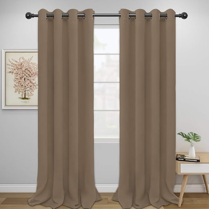 Easy-Going Blackout Curtains for Bedroom, Solid Thermal Insulated Grommet and