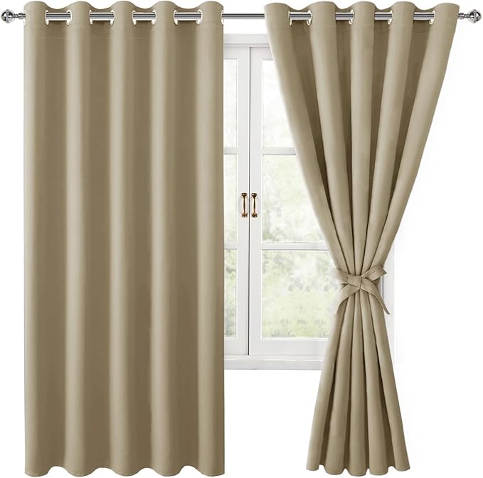 Hiasan Blackout Curtains for Bedroom, 60 x 63 Inches Length
