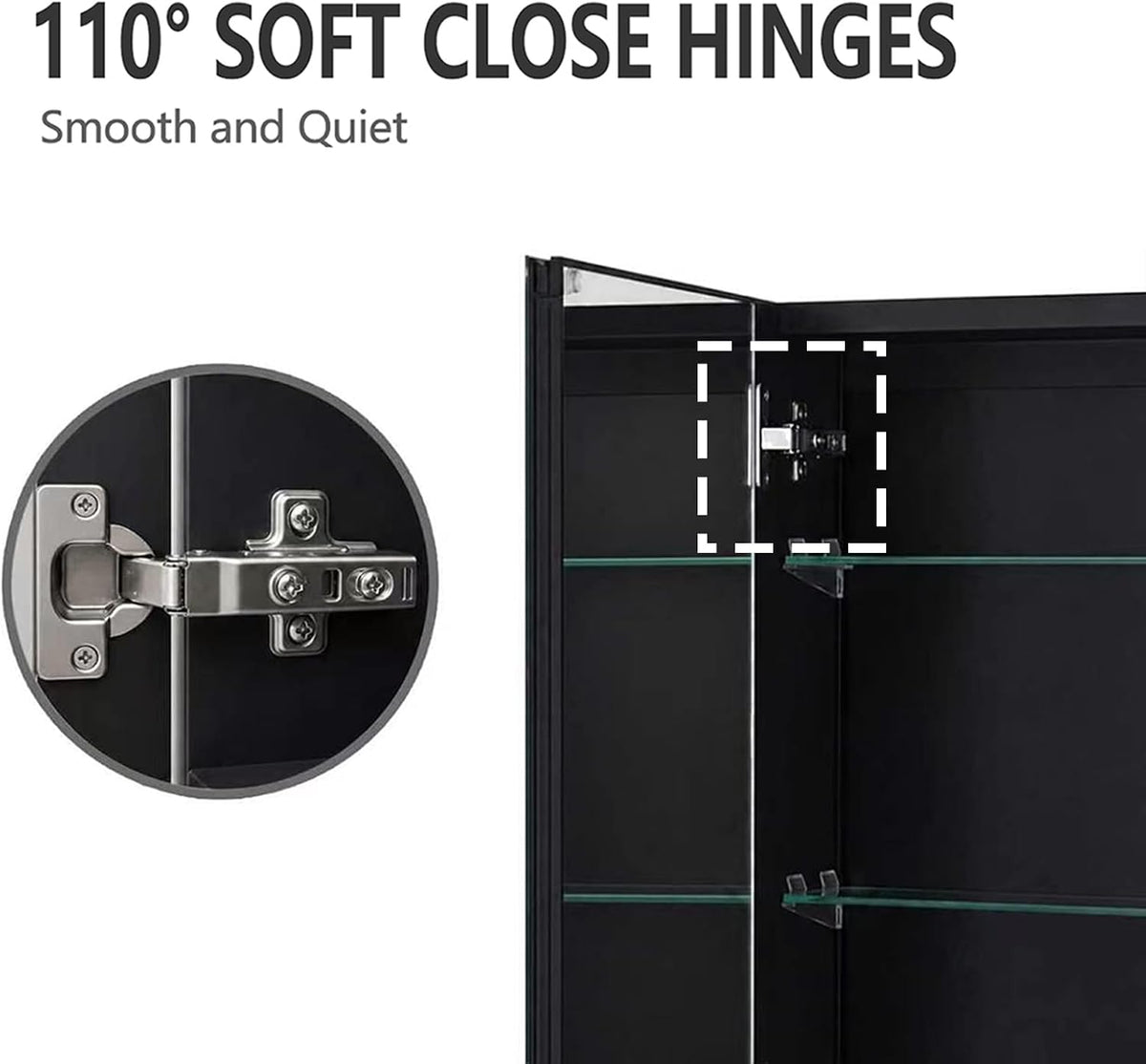 14 x 24 Black Aluminum Medicine Cabinet with Mirror, Recessed/Surface Mount