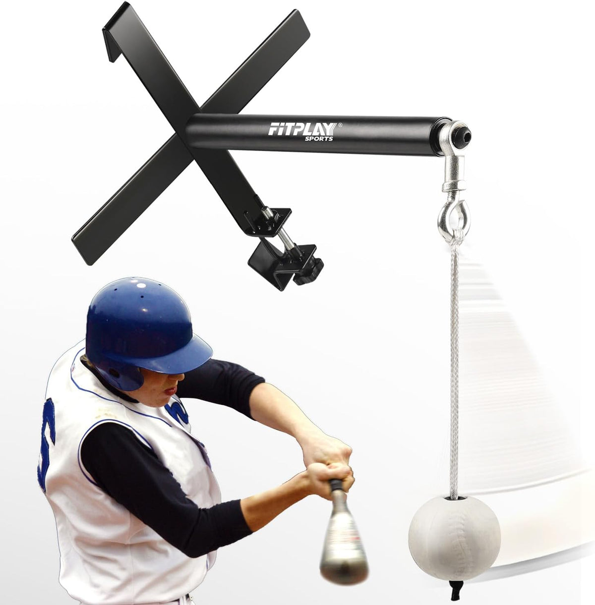 Portable Hitting Trainer with Tethered Ball for Fence Mounting