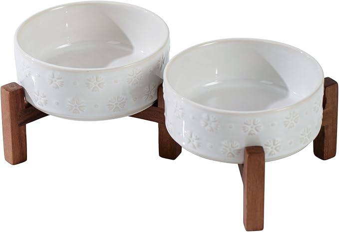 Ceramic 5.1inch Raised Double Bowls Set