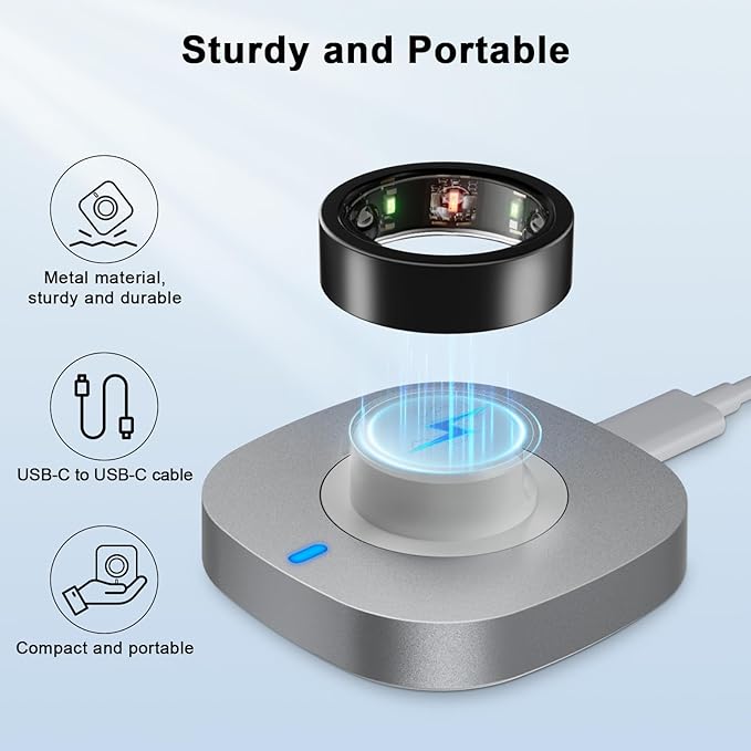 ZOOROO Charger Compatible with Oura Ring Gen 3 Size 12, Fast Charging Dock with