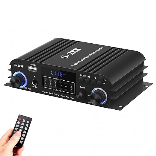 Facmogu S-288 4 CH Bluetooth 5.0 Home Audio Amplifier, RMS 45Wx4, Max 600W HiFi