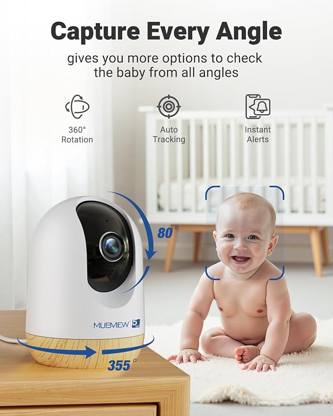 MUBVIEW Pan/Tilt Cameras for Home Security Indoor, 5MP Pet/Cat/Dog Camera (2-...