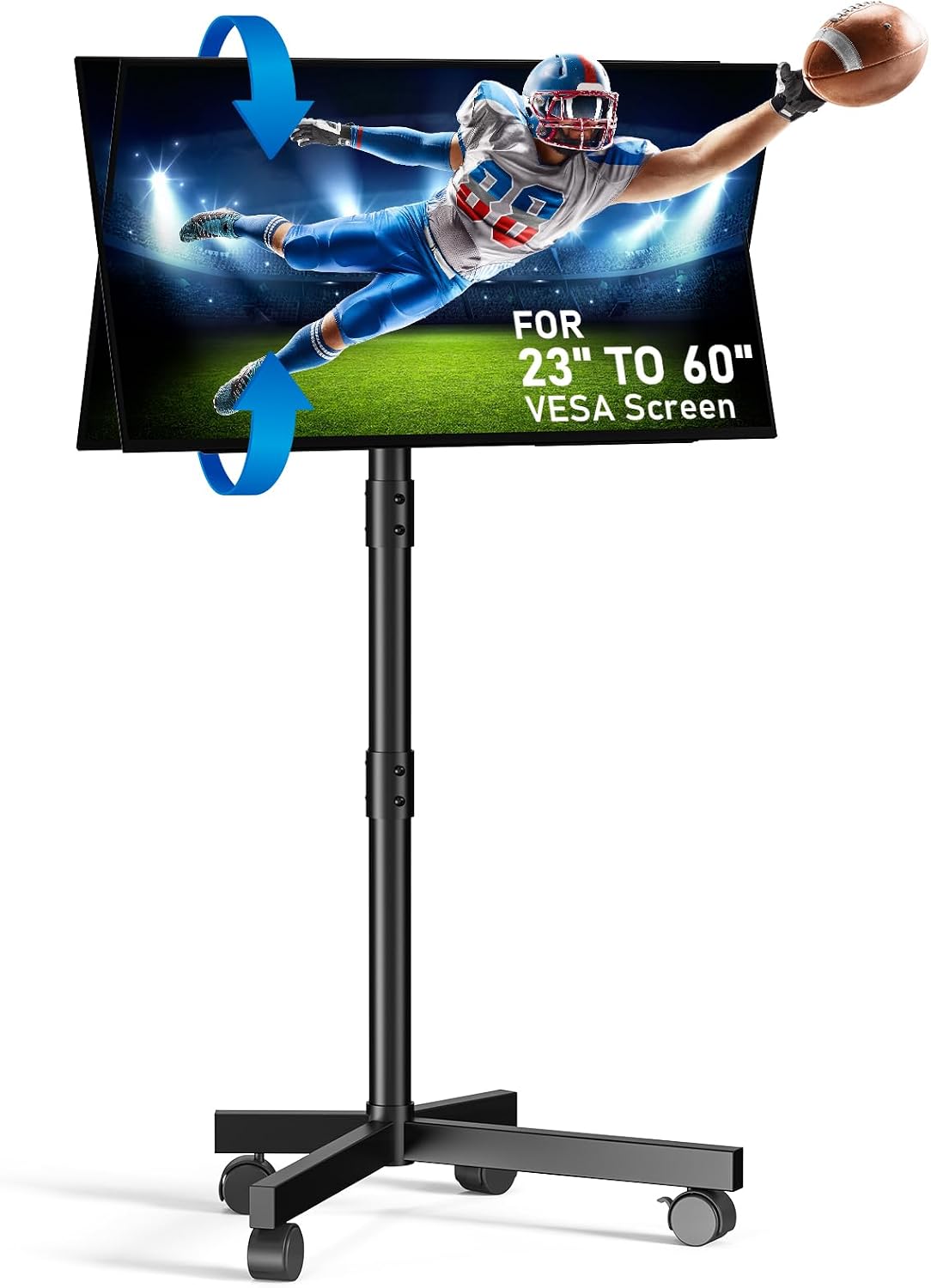 Rolling TV Stand, Mobile TV Stand for 23-60 Inch LCD LED TVs, Black