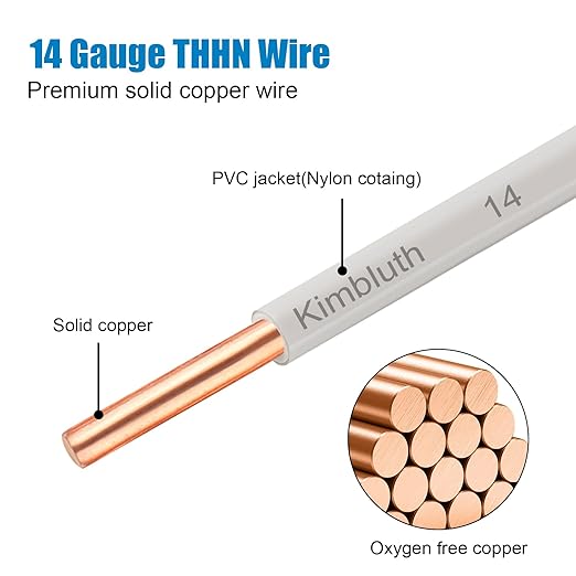THHN Wire 14 Gauge 200 FT OFC Electrical Wire, 14 AWG Solid Copper Wire Rated