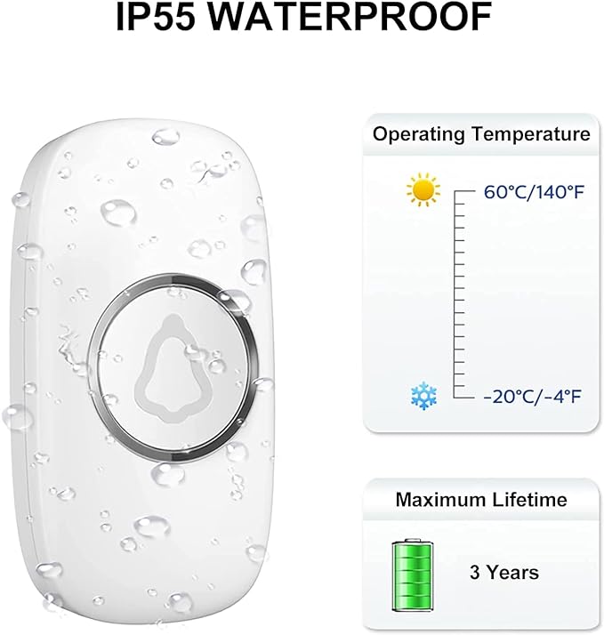 Wireless Doorbell, Remote Door Bell Ringer Wireless Long Range 1000FT, Matt