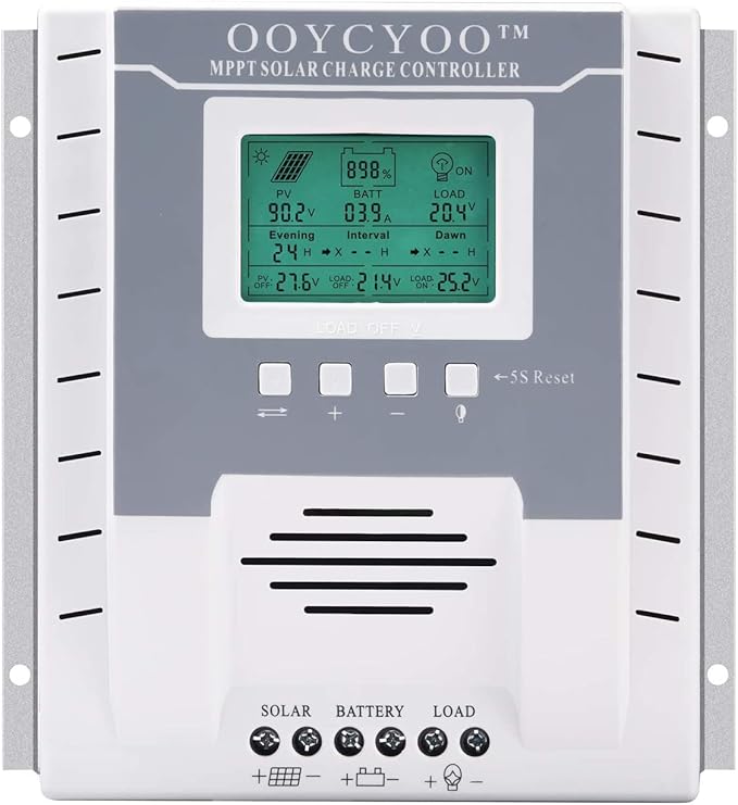 OOYCYOO MPPT Charge Controller 60 amp 12V/24V Auto, 60A Solar Panel Charge