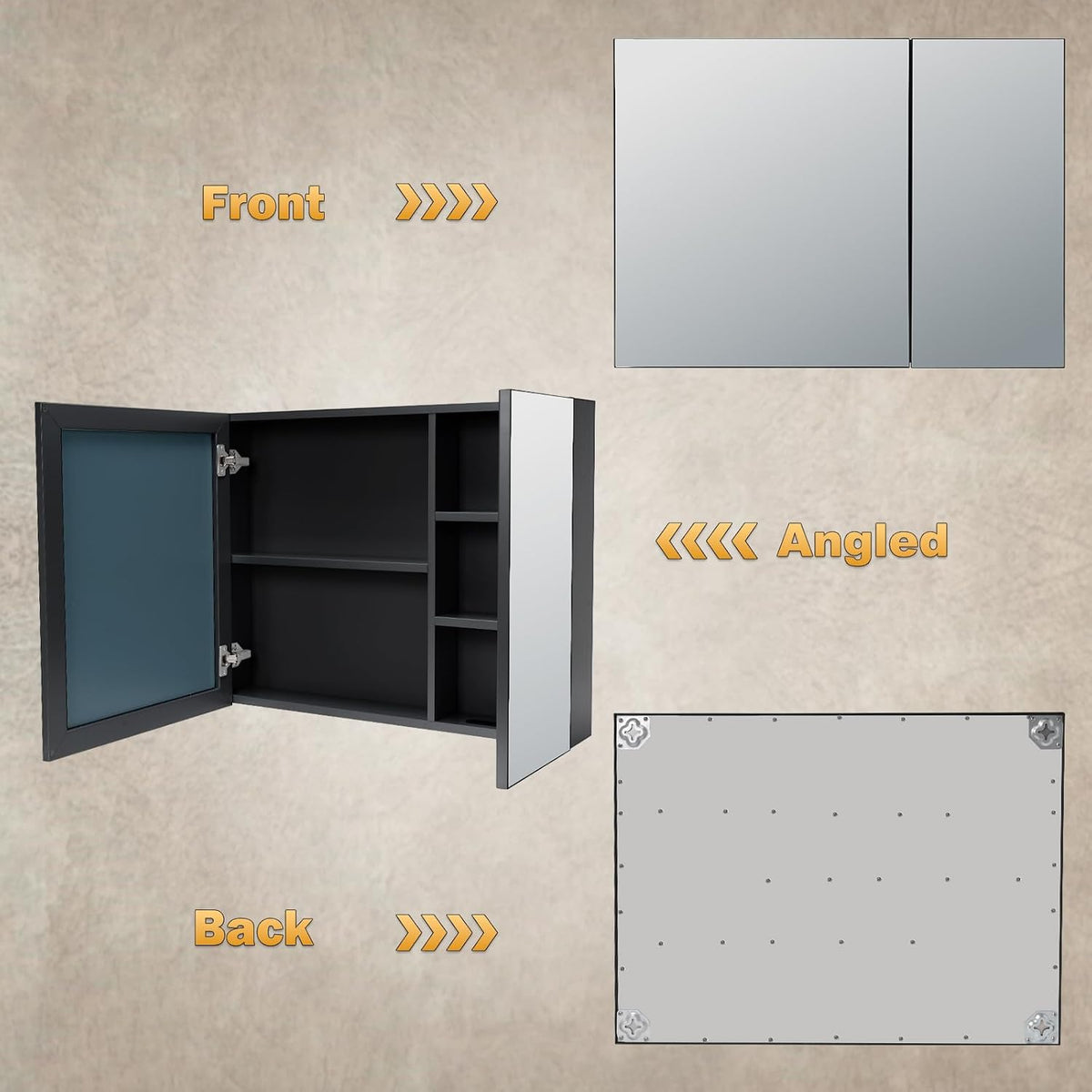 Umeiga 36x24 Medicine Cabinet Mirror with Storage, Pre-Assembled Medicine Cab...