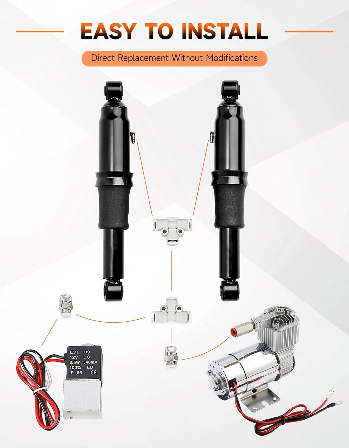 TCT-MOTORPARTS Rear Air Ride Suspension Kit Fit for Harley Touring 1994-25
