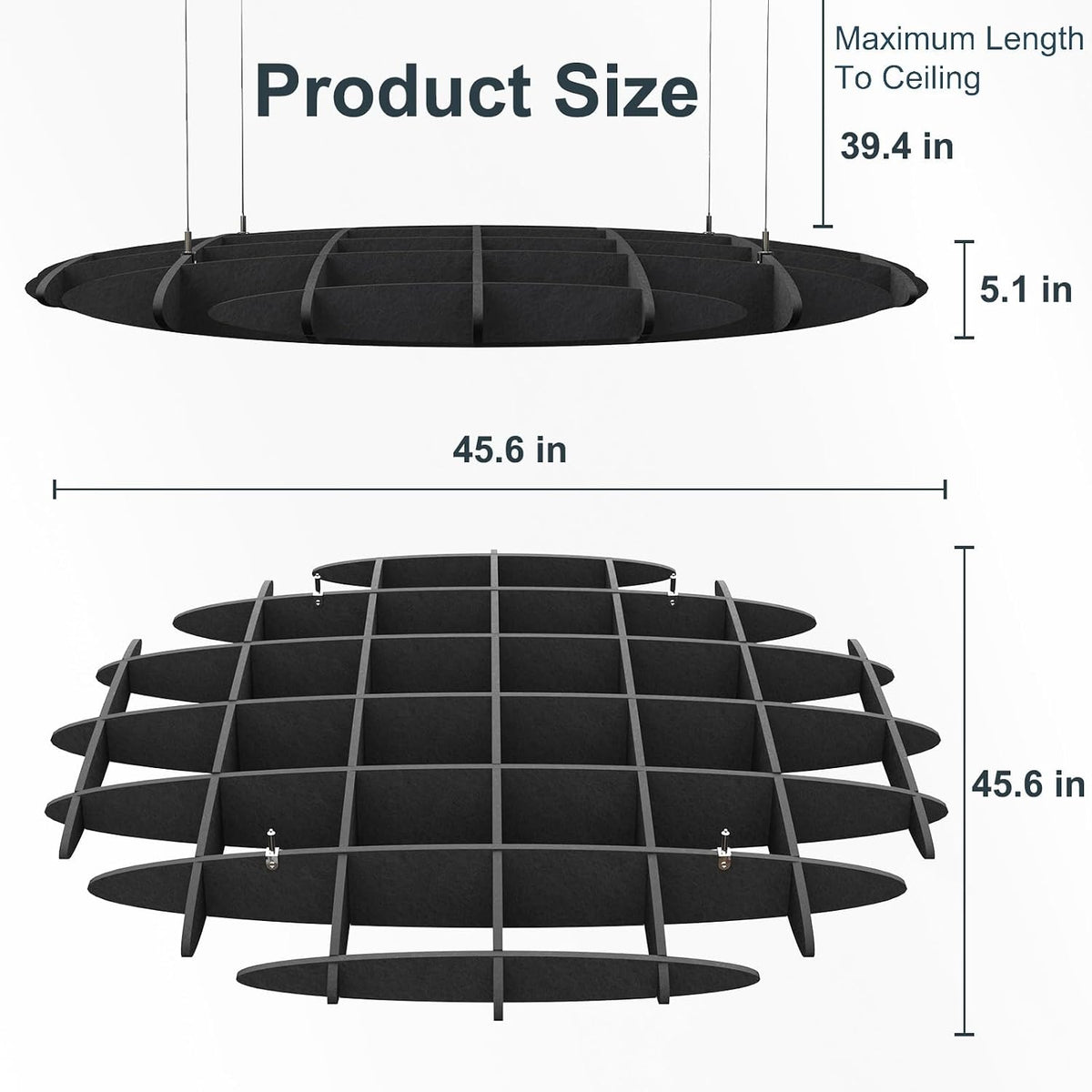 Acoustic Ceiling Panels Sound Absorbing Panels, Hexagon Black