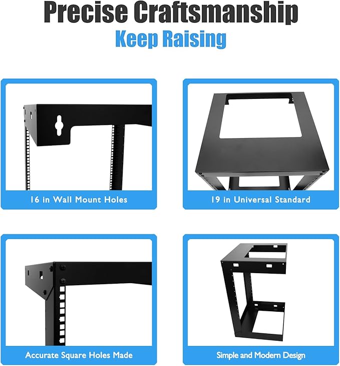 Raising Electronics 15U Wall Mount Open Frame 19 Inch Server Equipment Rack