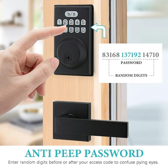 Keyless Entry Door Lock with 2 Handles, Electronic Keypad Deadbolt Front Door