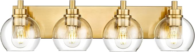 METWET Bathroom Light Fixtures, 4 Light Brushed Gold Vanity Light, 26 Inch