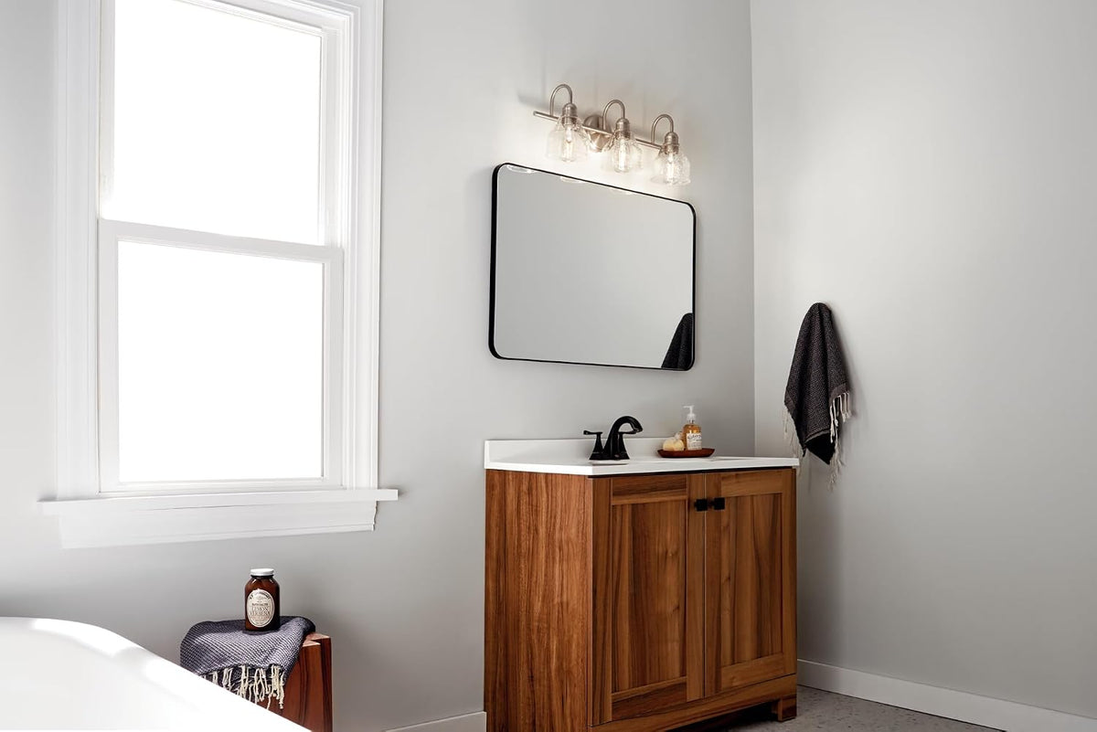 Kichler Avery 3-Light Farmhouse Vanity Light, Brushed Nickel