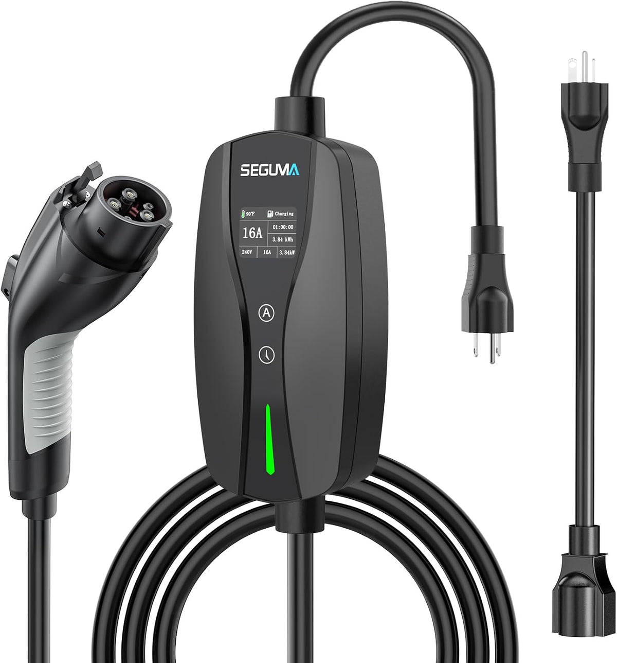 SEGUMA Level 1/2 EV Charger, 16Amp Adjustable Current for J1772 BEVs/PHEVs