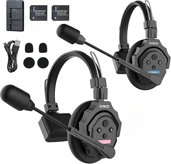SYNCO XTALK X2 Wireless Headset Intercom System 2.4GHz 400 Meters Noise