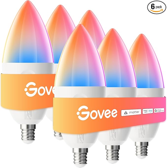 Govee E12 Led Bulb, Smart Light Bulbs Work (6 Pack)