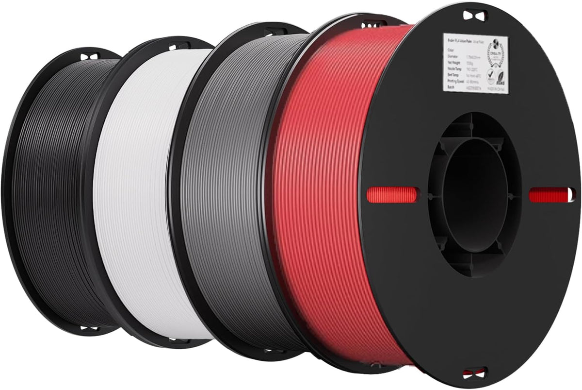 Creality PLA 3D Printer Filament 4KG, Black & White & Grey & Red,...