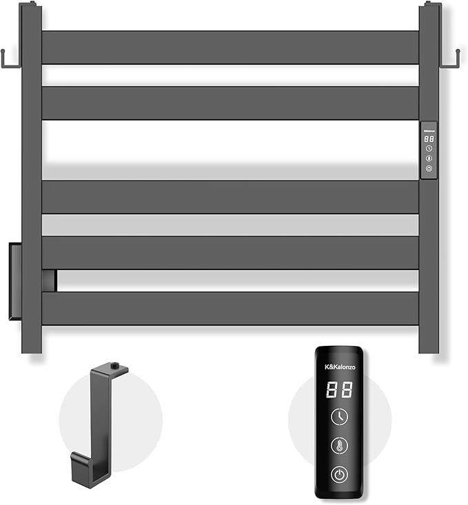 K&KALONZO Towel Warmer for Bathroom, Wall-Mounted 5-Bar Heated Towel Rack