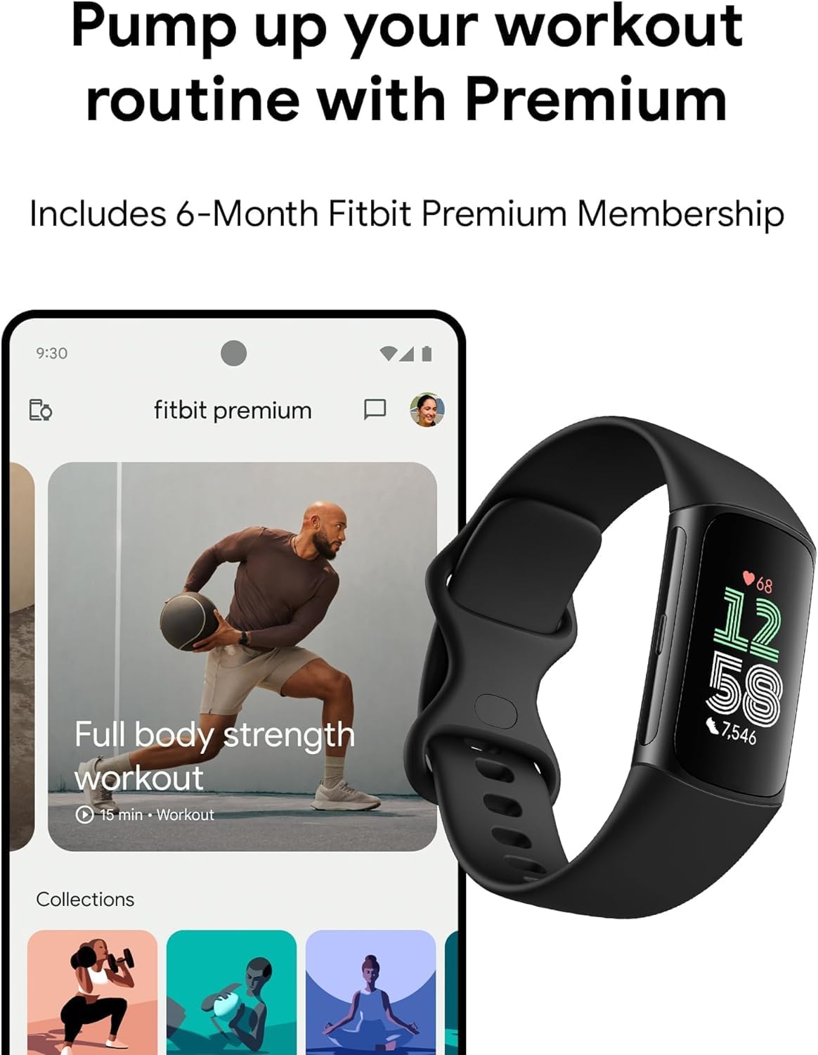 Fitbit Charge 6 Activity Tracker Heart Rate Monitoring, 7-Day Battery, Integr...