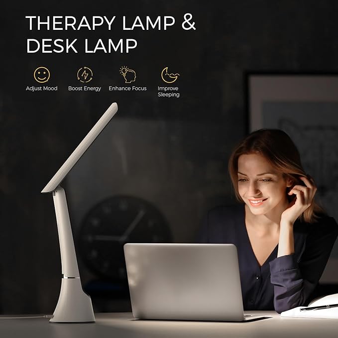 Light Therapy Lamp, 10000 LUX UV-Free LED Sunlight, Full Spectrum Mood Light