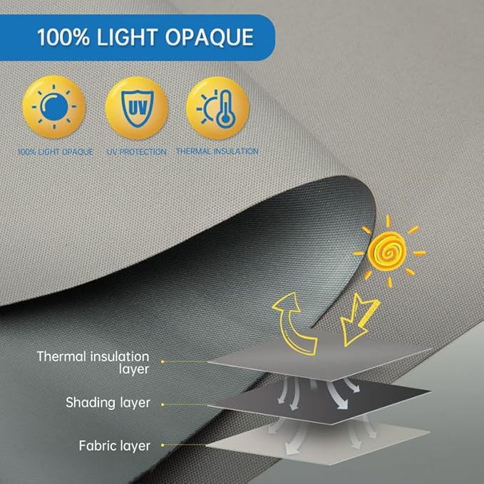 DENFOON Motorized Blinds with Remote, Thermal Electric Blinds【Solar Panel】