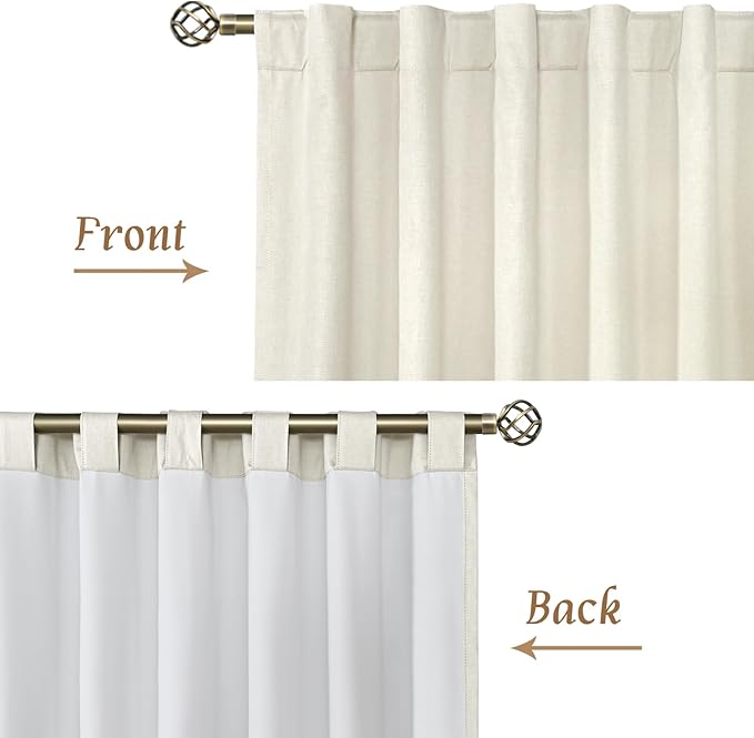 LAMIT Ivory 100% Blackout Polyester Curtains 84 Inches Long, Polyester Living