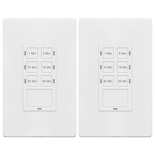 TG 30-Minute No Neutral Wire Countdown Timer Switch, 1-5-10-15-20-30 Min (2 P...