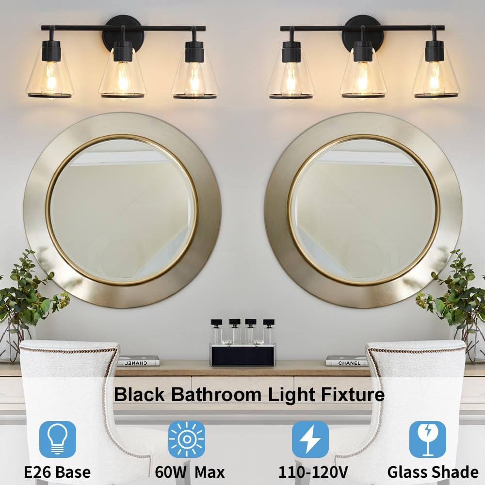Black Bathroom Vanity Light 3 Lights Bathroom Light Fixtures Over Mirror