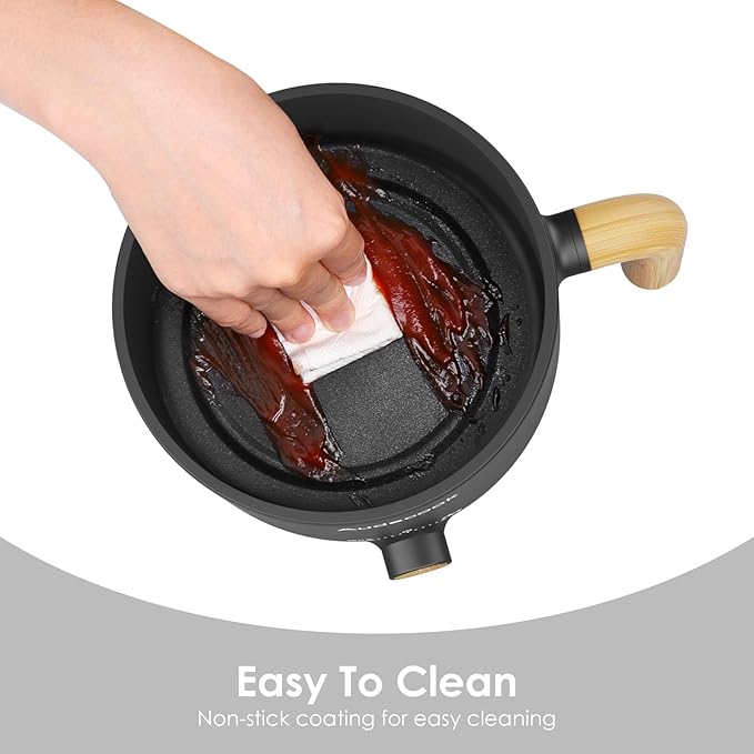 Audecook Hot Pot Electric, 1.5L Rapid Noodles Cooker, Portable Nonstick Mini