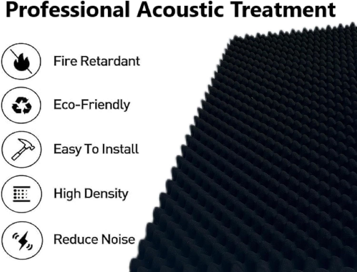 4 Pack Egg Crate Foam Sound Proof Foam Panels for Walls,48''X24'&...